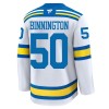 Miesten NHL St. Louis Blues Pelipaita 2025-26 Fanatics Premium Binnington Vieras Jordan Valkoinen
